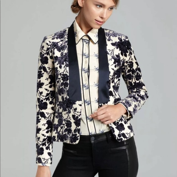 Tory Burch Dayton Flocked Floral Velvet Blazer - Picture 8 of 14